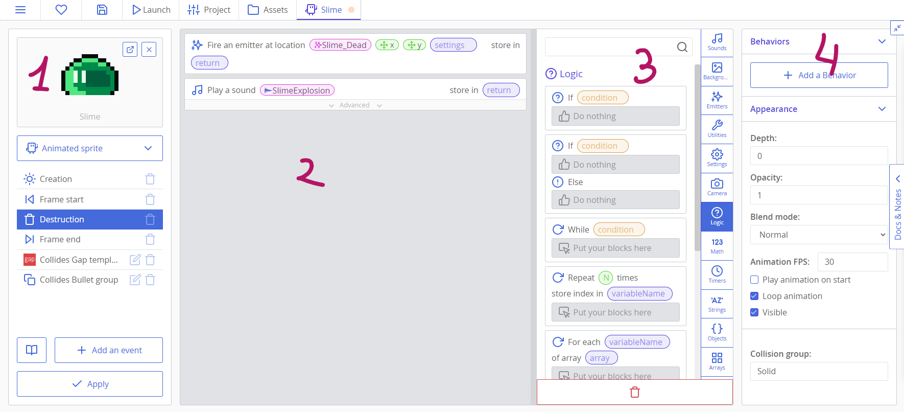 Four columns when coding templates