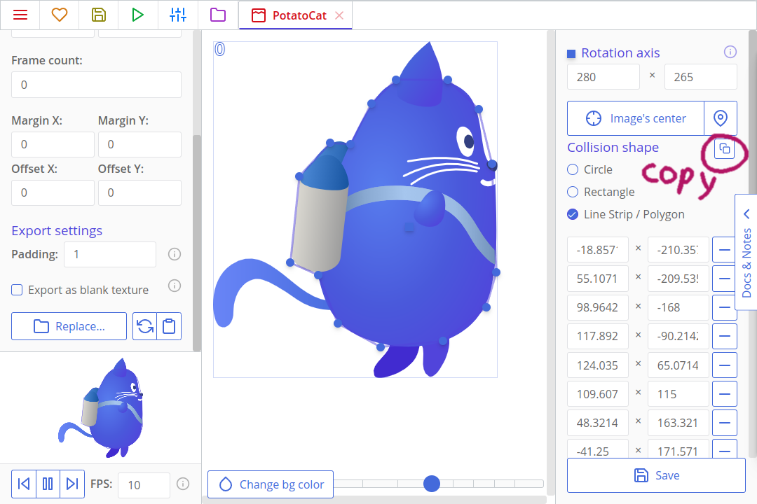 Copying the collision shape of a texture in ct.js