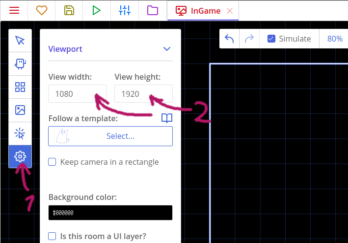 Setting room's name and viewport size in ct.js