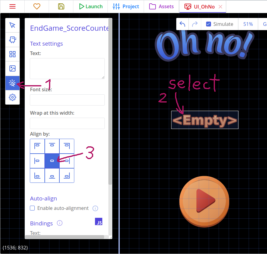 Aligning the text of the EndGame_ScoreCounter copy