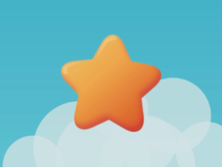 A wiggling, animated star