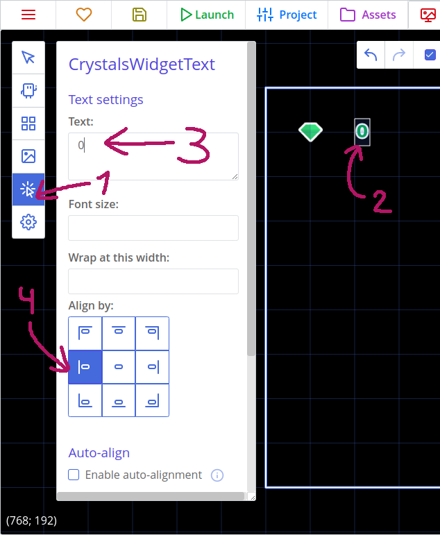 Adding a crystals widget to a UI layer