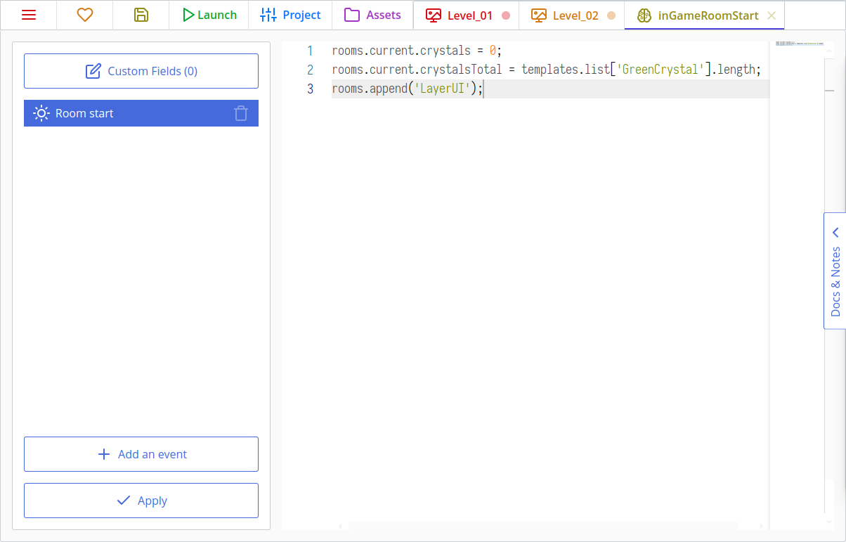 A complete code of adding a UI layer in ct.js